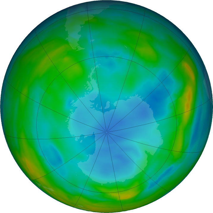 Antarctic ozone map for 08 July 2017